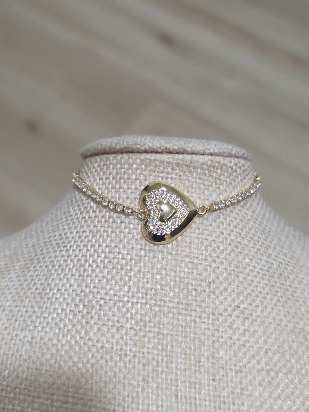 Gold Heart Pavé CZ Bracelet - Elegant Women's Jewelry